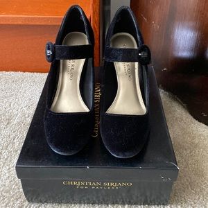 Velvet Black Mary Jane Pumps